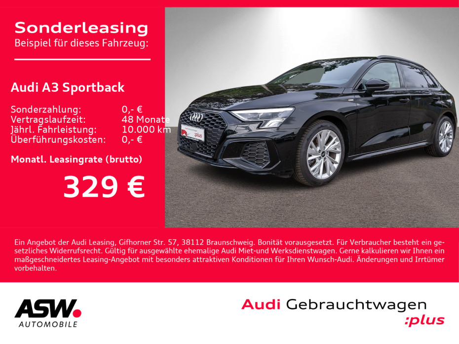 Foto - Audi A3 Sportback Sline 30TDI Stroni Navi LED AHK ACC // SOFORT VERFÜGBAR!!