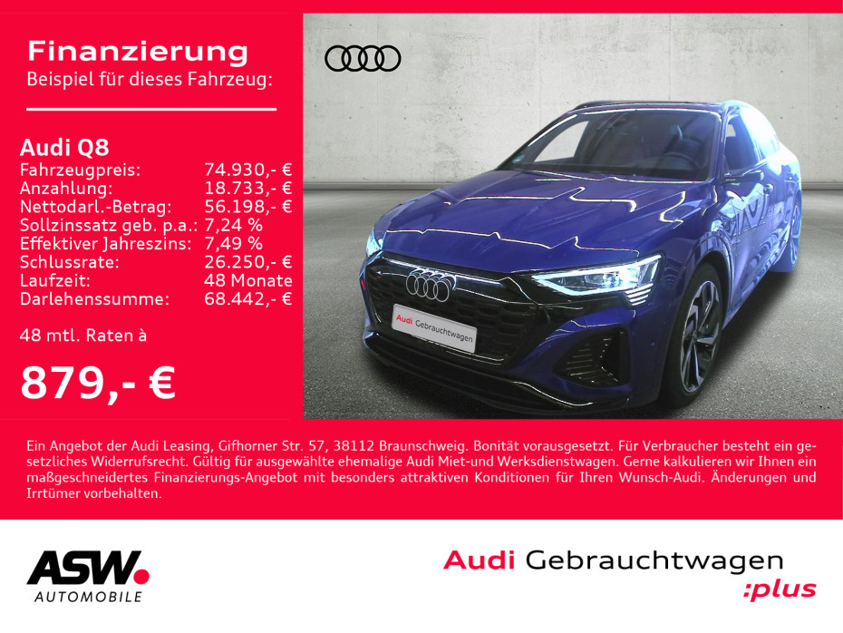 Foto - Audi Q8 Sportback Sline 55 e-tron quattr Navi Matrix HUD SHZ RFK VC// SOFORT VERFÜGBAR!!!!