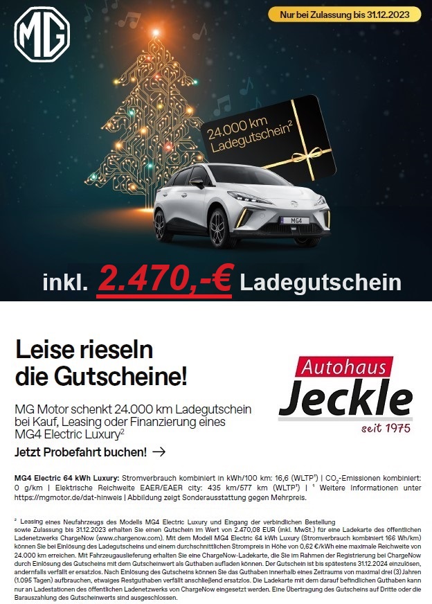 Foto - MG MG4 Luxury *inkl. 2.470,-€ Ladegutschein*Dez.2023 verfügbar*MY2023 64 KW/h