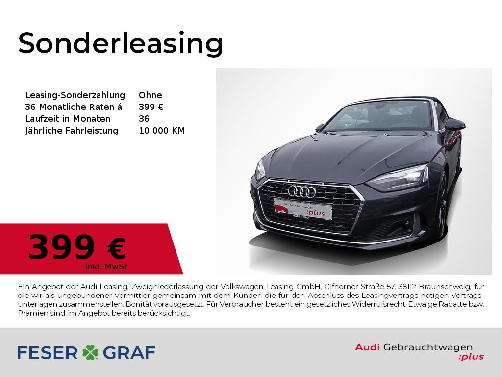 Foto - Audi A5 Cabriolet 35 TFSI Leder/AHK/Virtual/20 Zoll