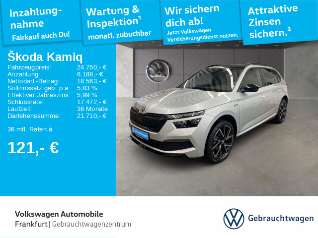 Foto - Skoda Kamiq 1.5 TSI Monte Carlo Navi AHK LED Heckleuchten Panoramadach Sitzheizung Lecitmetallfelgen 1.5 TSI