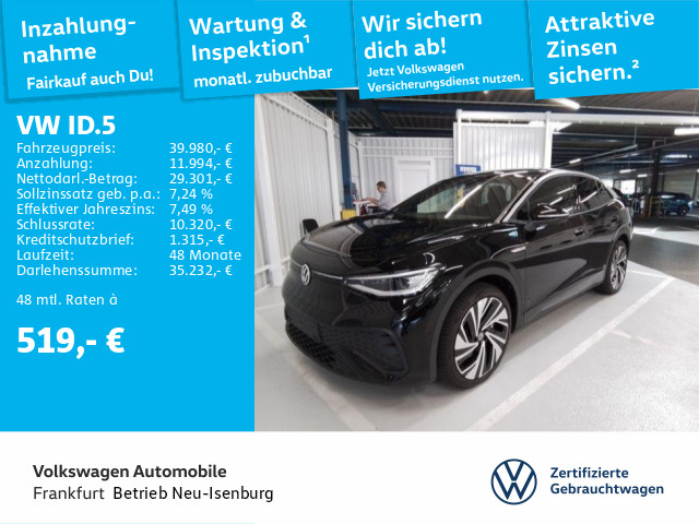 Foto - Volkswagen ID.5 Pro Performance Nav AHK LED Heckleuchten Sitzheizung Leichtmetallfelgen Perfo